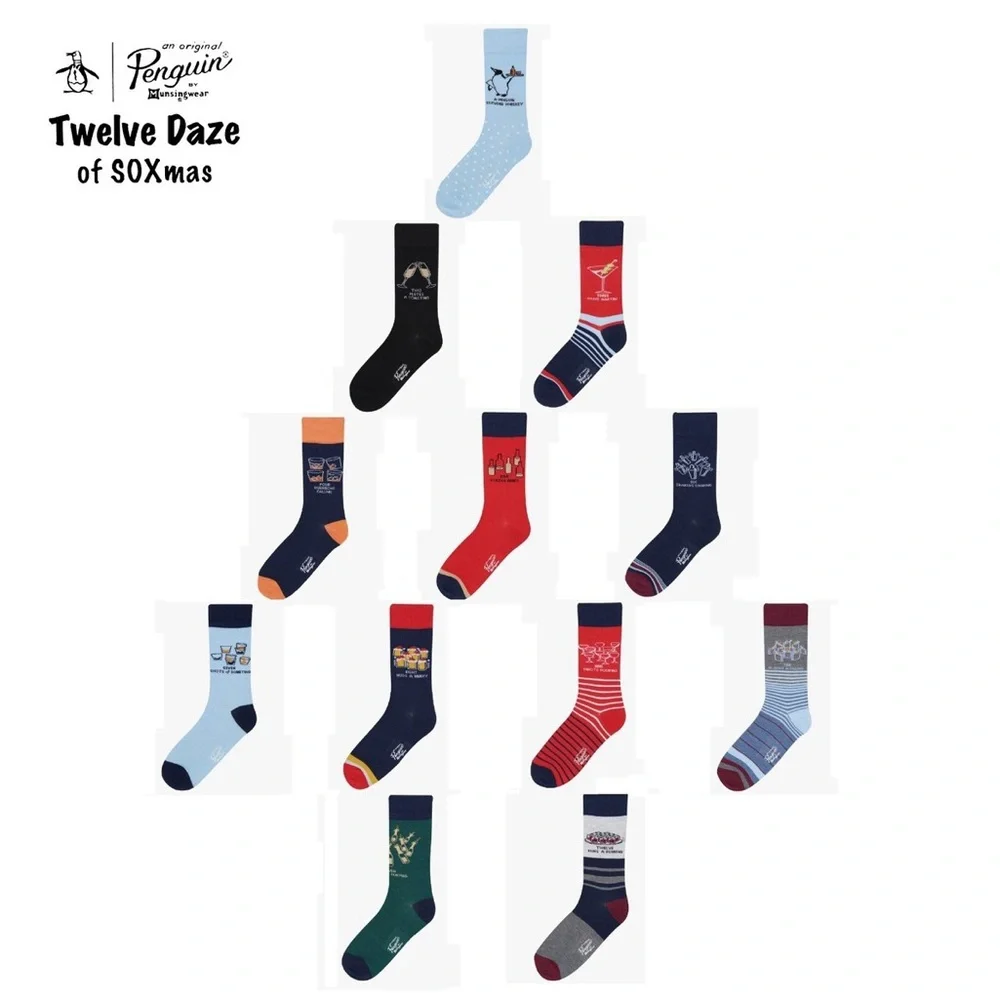 ORIGINAL PENGUIN 12 DAZE OF SOXMAS MENS SOCKS 12 PAIR OS NWT